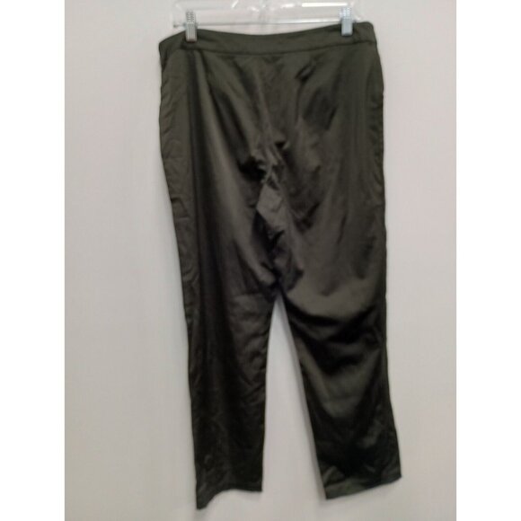 Eileen Fisher Womens Dress Pants Medium Olive Green Satin Straight Leg Classic - Picture 5 of 8